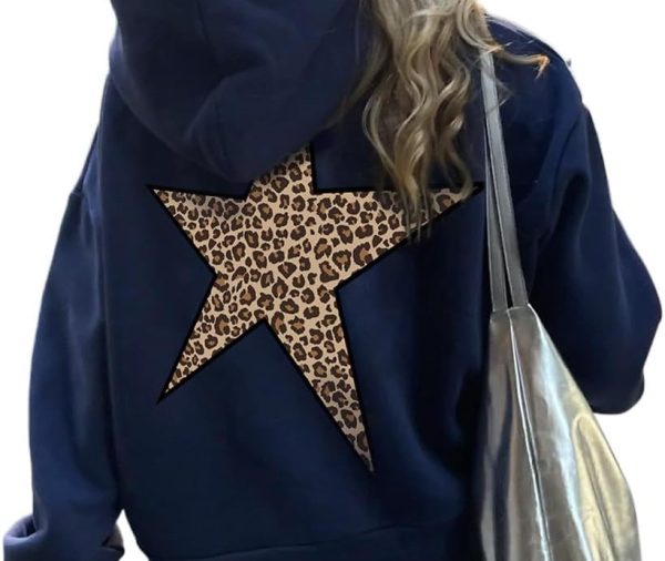 Star Graphic Hoodies   Leopard Print Hooded Sweatshirt Cheetah Hoodie Streetwear Unisex Pullover Tops