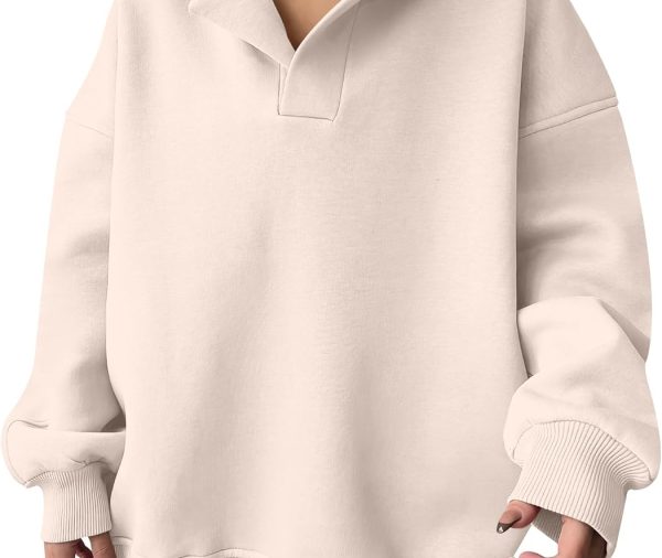 Womens  Hoodies V Neck Sweatshirts Fleece Long Sleeve Pullover  Clothes 2025 Fall Trendy Outfits