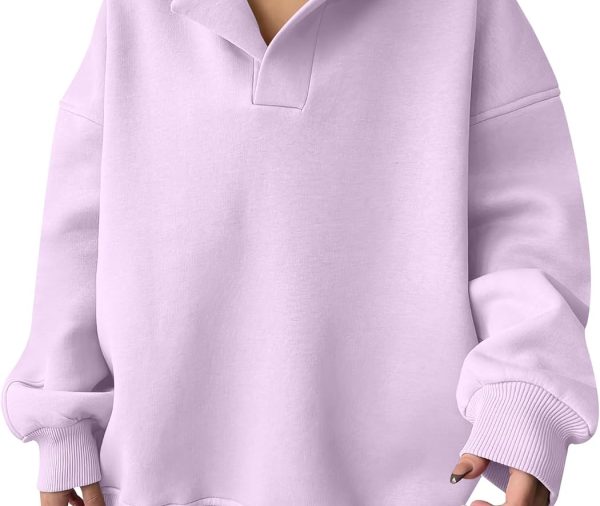 Womens  Hoodies V Neck Sweatshirts Fleece Long Sleeve Pullover  Clothes 2025 Fall Trendy Outfits