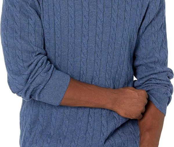 Men Crewneck Cable Cotton Sweater