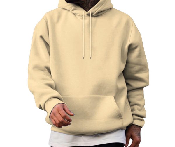 Mens Hoodies Long Sleeve Hoodies for Men Outdoor Sports Casual Mens Hoodies Pullover Sweatshirt With Pocket, Beige 3XL
