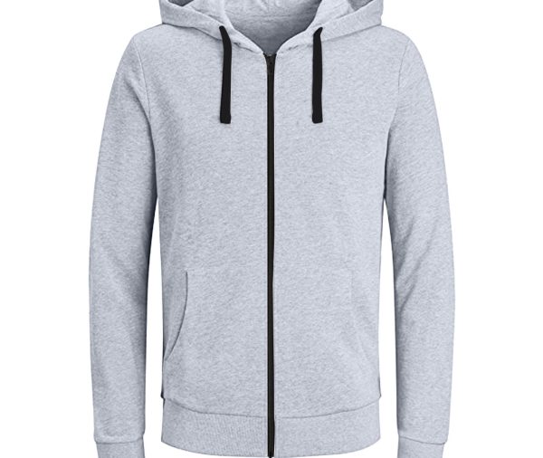 Men's Full Zip up Jacket Lightweight Sweatshirt Cotton Blend Winter Warm Work Hoodie (Grey,XL)